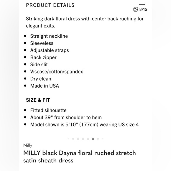 Milly Dayna Painted Floral Sleeveless Satin Cocktail Dress NWT - Picture 2 of 11